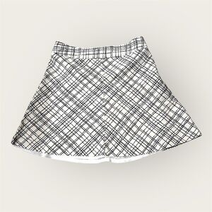 Merona Linen Skirt Womens Size 12 White Black Print